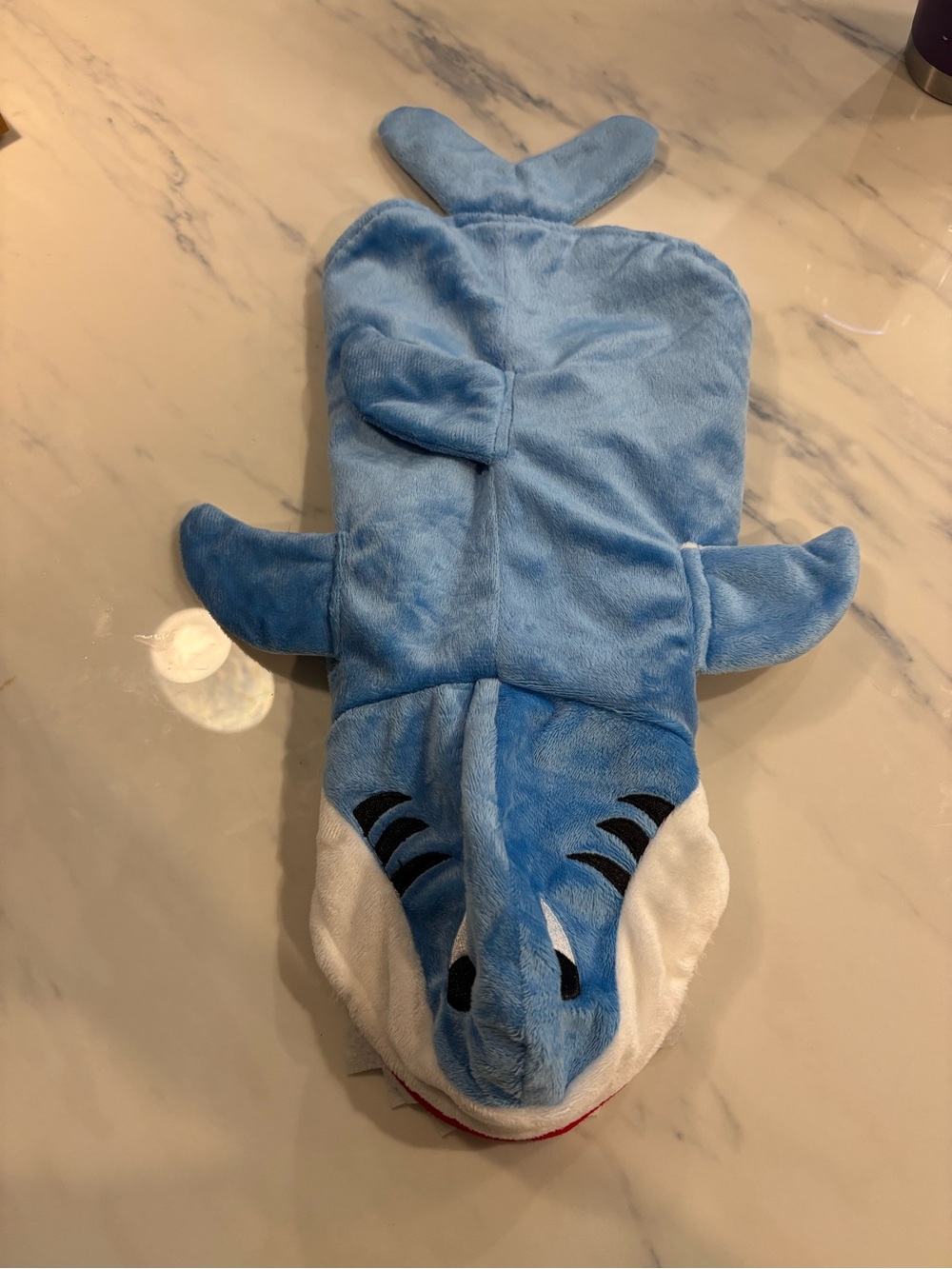Plush Light Blue Shark Dog Hoodie - Soft Pet Costume